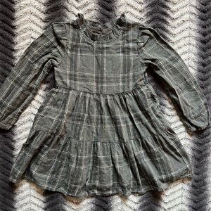 Cat & Jack Dark Gray Plaid Long Sleeve Dress
